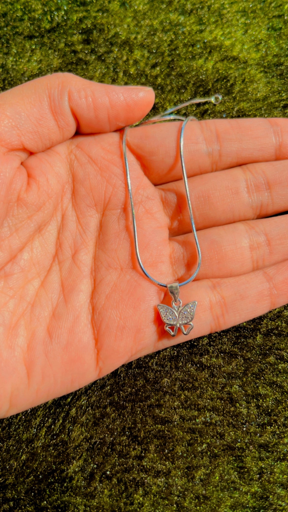 Butterfly Pendant half stone