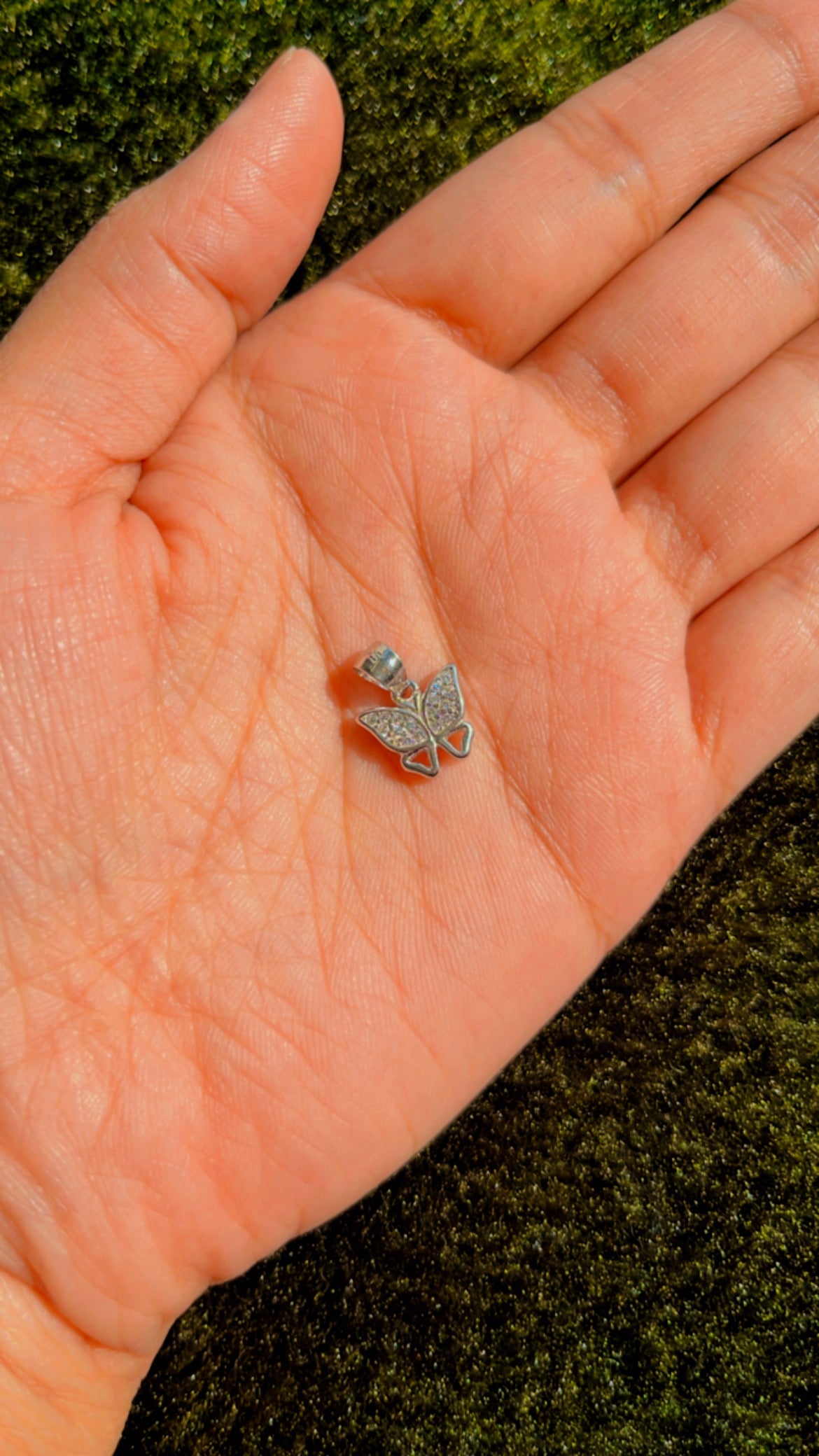 Butterfly Pendant half stone