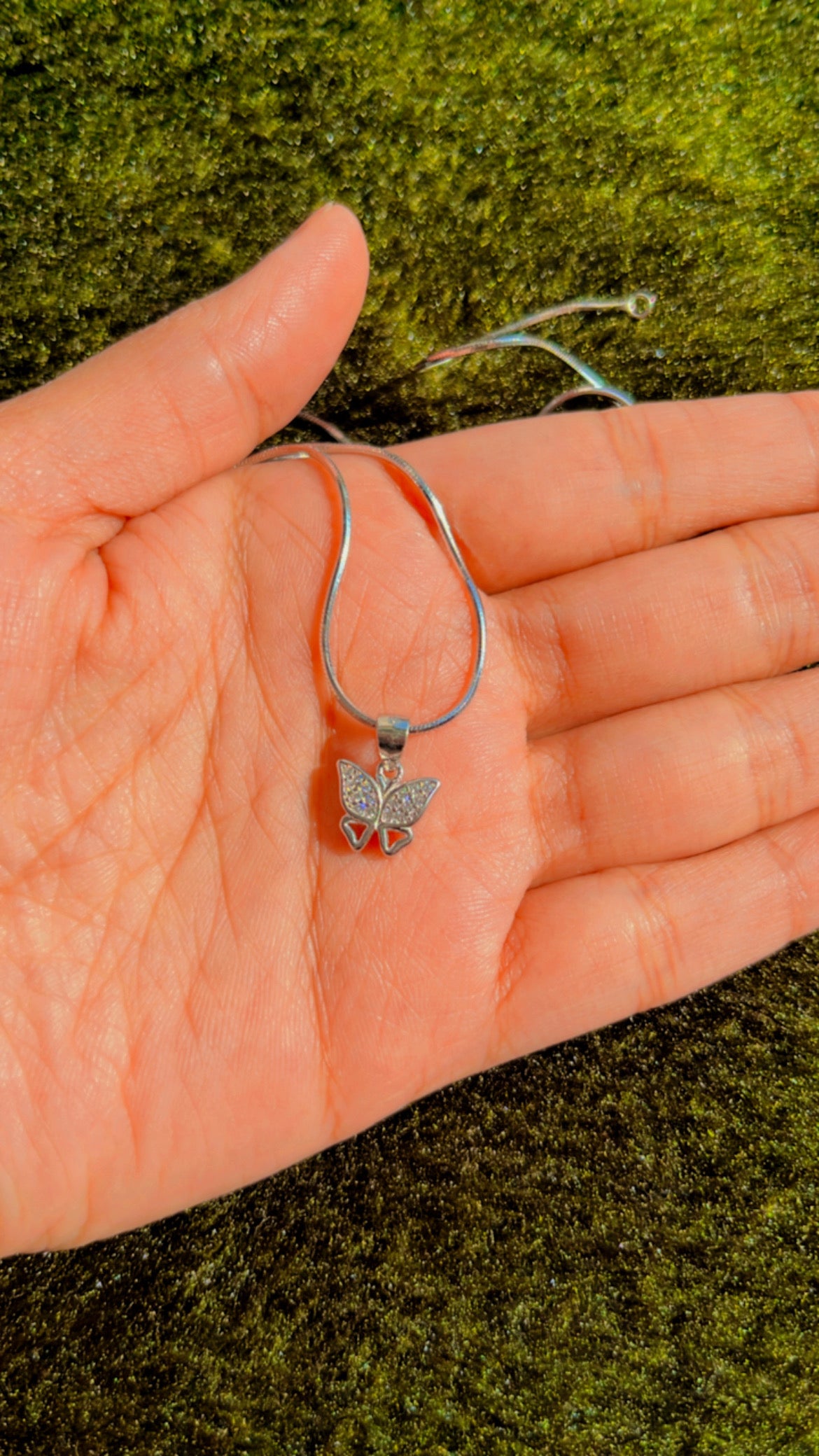 Butterfly Pendant half stone