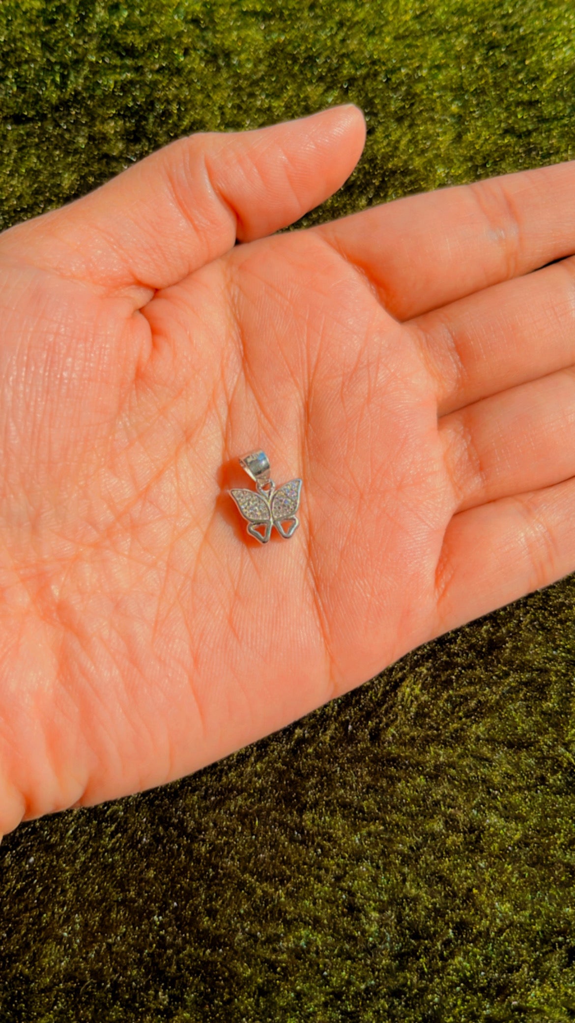 Butterfly Pendant half stone